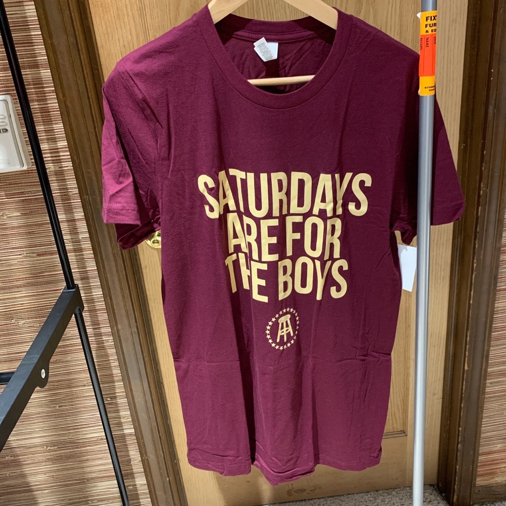 Barstool Sports Saturdays Are For The Boys Maroon/Burgundy Short Sleeve Tshirt